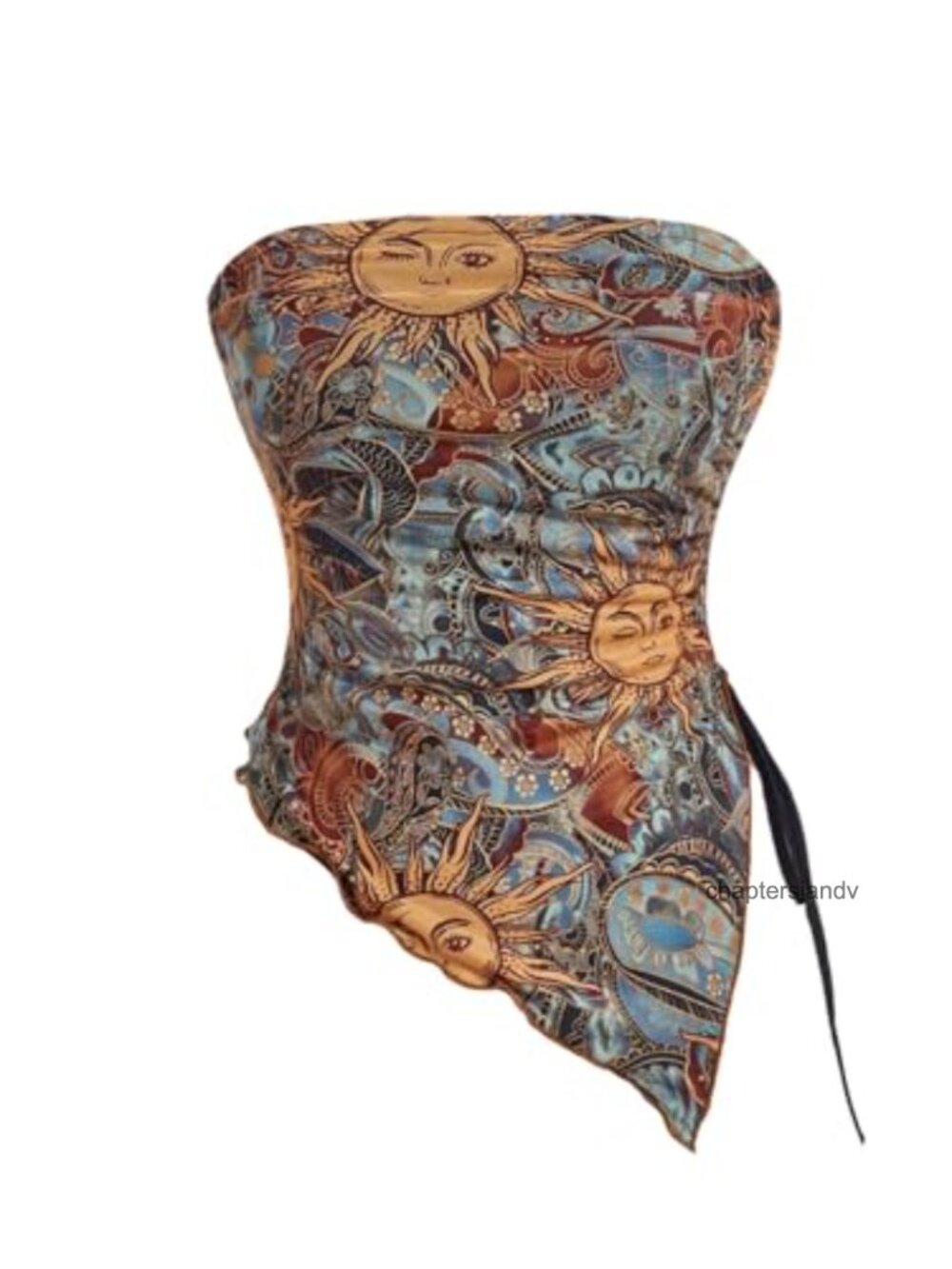 Boho Asymmetrical Strapless Crop Tube Top Paisley Print Sleeveless